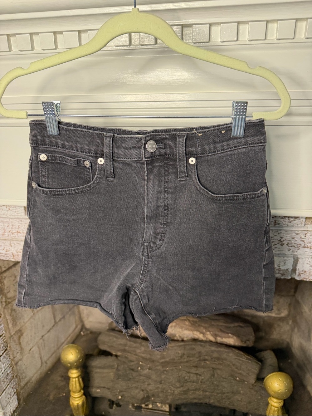 Madewell Washed Black High-Rise Denim Shorts